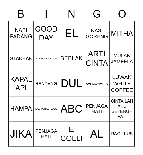 Bingo Nduta Bingo Card