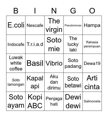 Indra Bingo Card