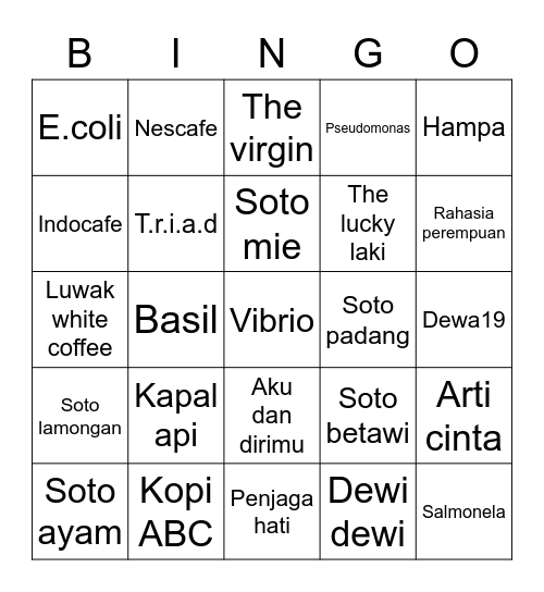 Indra Bingo Card