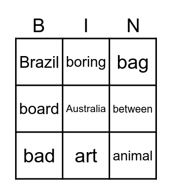 Unit 1 Bingo Card