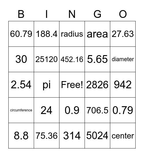 Circles, Circles, Circles Bingo Card