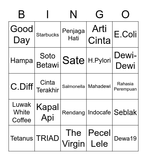 Punya Anang Bingo Card