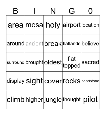 ANGEL FALLS BING0! Bingo Card