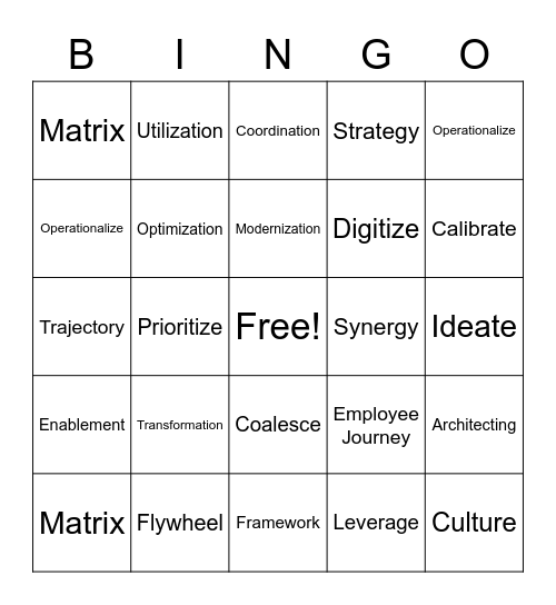 Buzzword Bingo Card