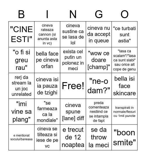 CASA (league edition) Bingo Card