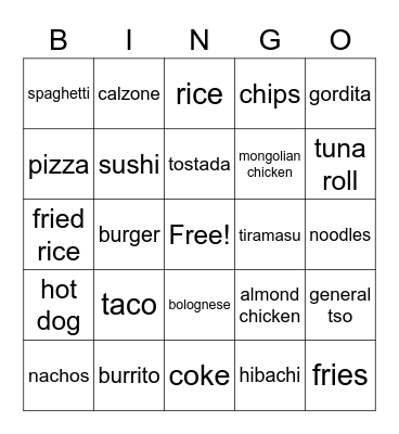 test Bingo Card