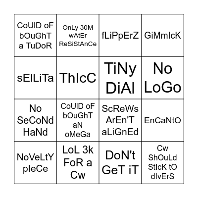 Bel Canto Bingo Card