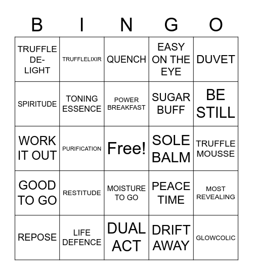 TEMPLE SPA BINGO! Bingo Card