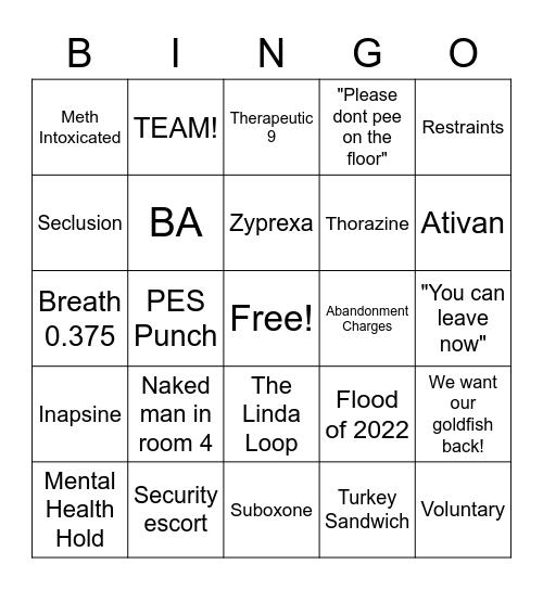 PES Bingo Card