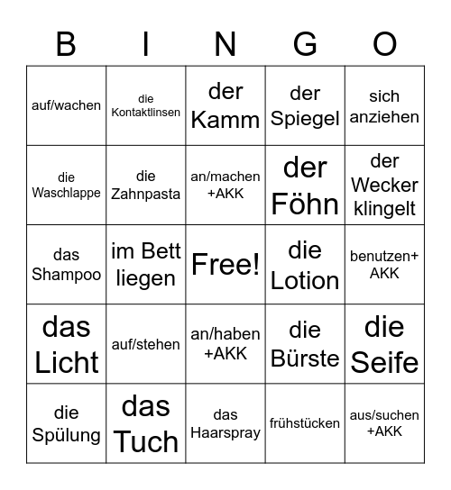 Meine Morgenroutine Bingo Card