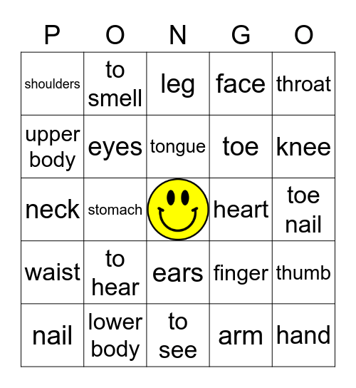 El Cuerpo Bingo Card