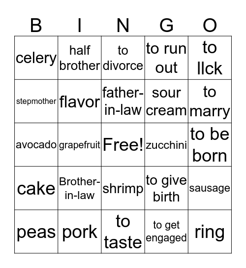 Exprésate 3 Capítulo 4 Vocabulario Bingo Card