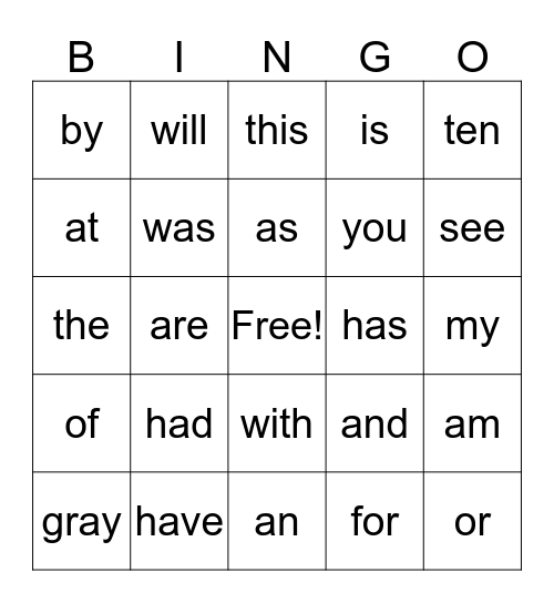 Week 14 Bingo Card