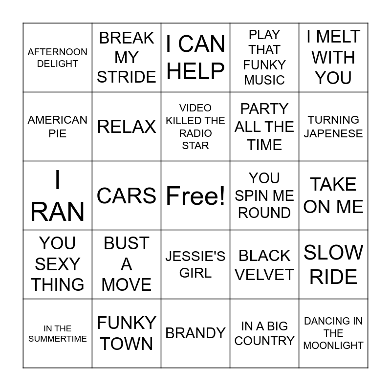 one-hit-wonders-bingo-card