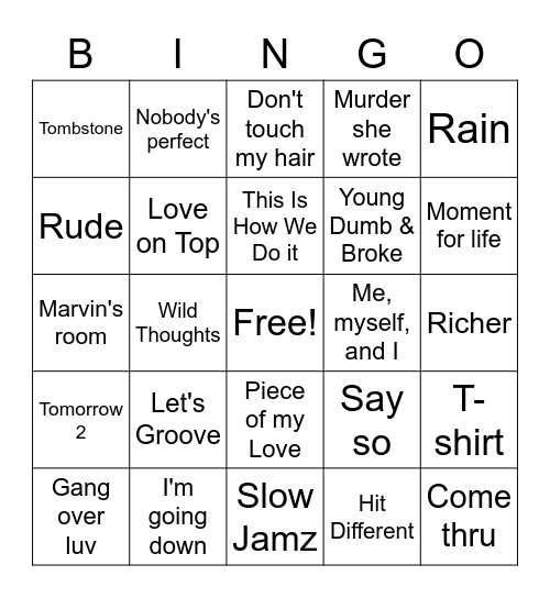 Song Bingo Card