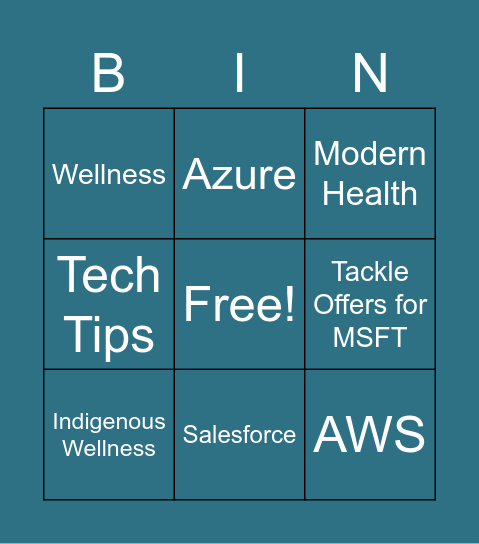 November Tackle Bingo Card