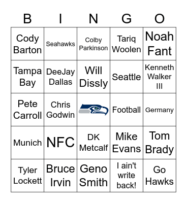 Go Hawks! Bingo Card