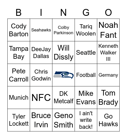 Go Hawks! Bingo Card
