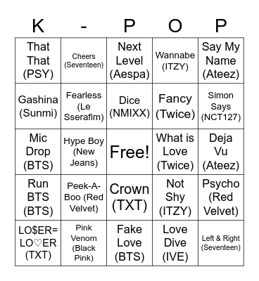 K-POP BINGO ! Bingo Card