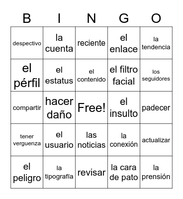 Conectando por las redes sociales Bingo Card