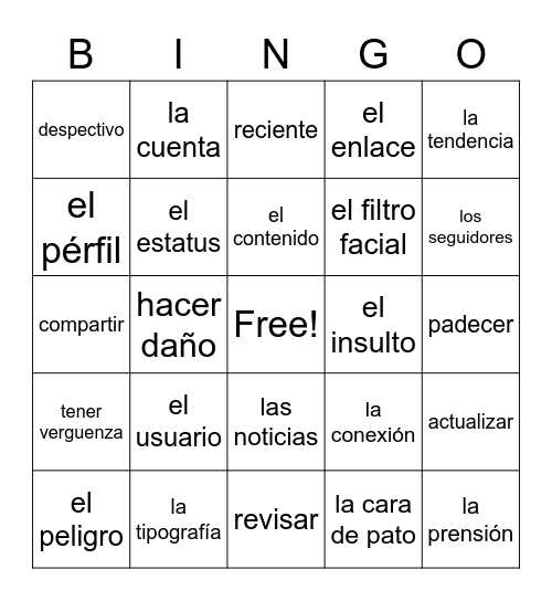 Conectando por las redes sociales Bingo Card