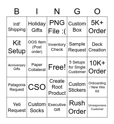 Merch Support Bingo Card