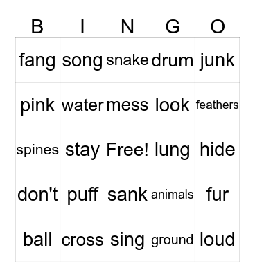 Clams Guided Reading Bingo Card