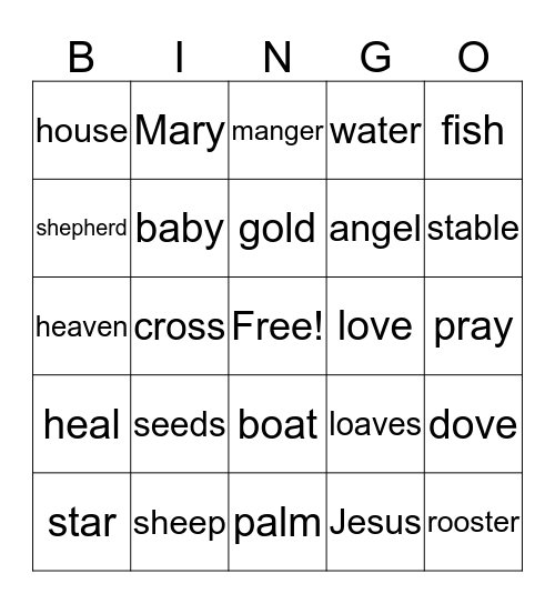 Bible Bingo Card