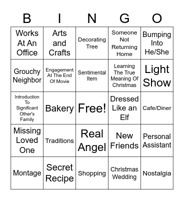 Hallmark Christmas Movie Bingo #2 Bingo Card