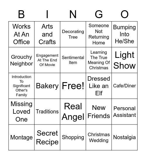 Hallmark Christmas Movie Bingo #2 Bingo Card