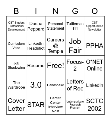 CST Prof Dev Bingo (SCTC 1001) Bingo Card