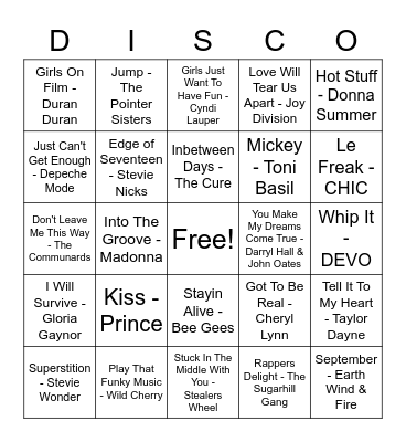 DISCO BINGO! Bingo Card