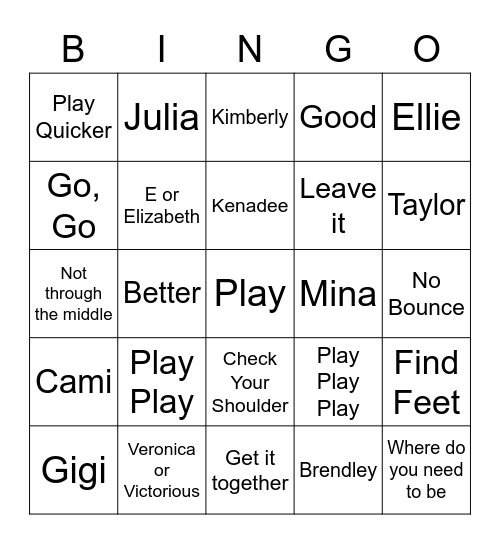 Coach Joe Bingo Card