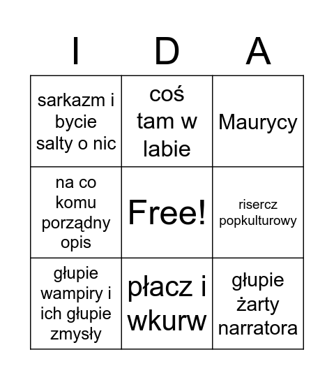 Ida bingo Card