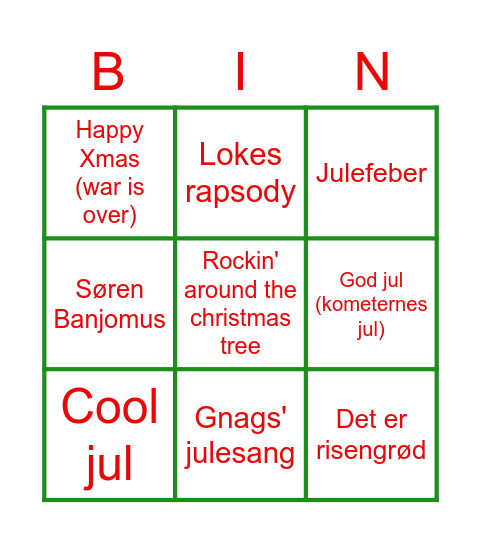 Julemusik bingo banko (Hallejule!!!) Bingo Card