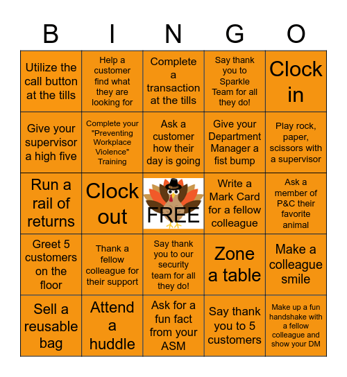 Primark Bingo Challenge Bingo Card