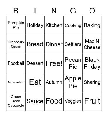 Thanksgiving Bingo Card