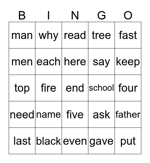 First Grade Second Quarter Sight Words (#2) Bingo Card