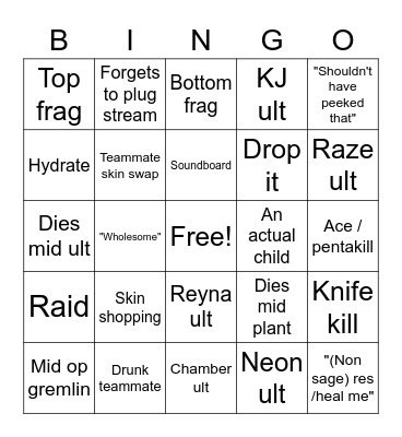 Todd's Valorant Bingo Card
