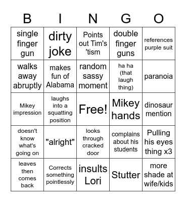 Gibby Bingo Card