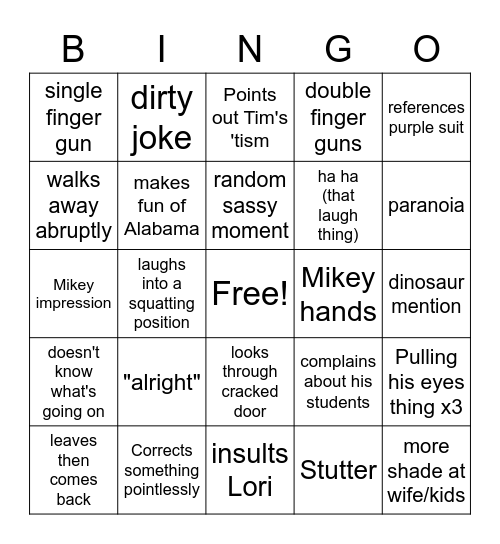 Gibby Bingo Card