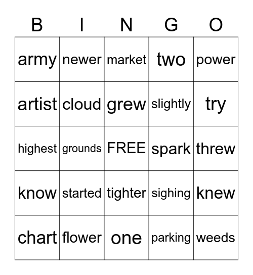 Reading BINGO Card