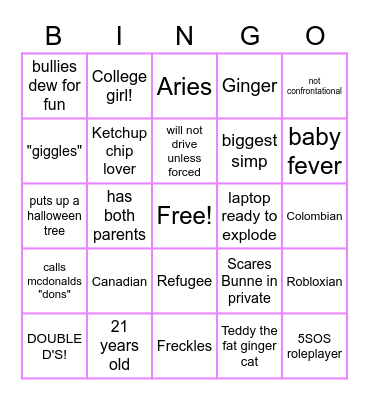 Valentina Bingo Card