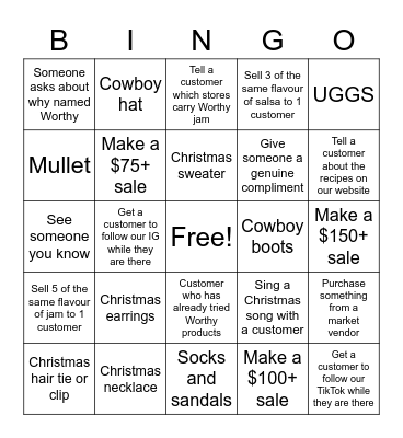 Christmas Market Bingo Card