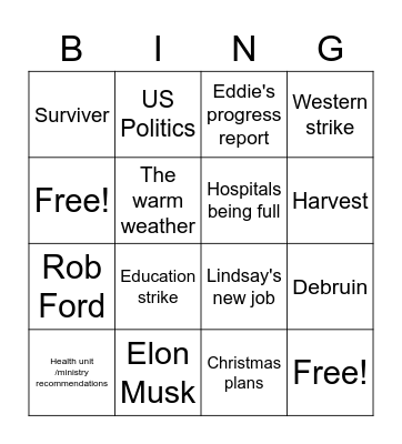 Tiger Jacks Bingo Card