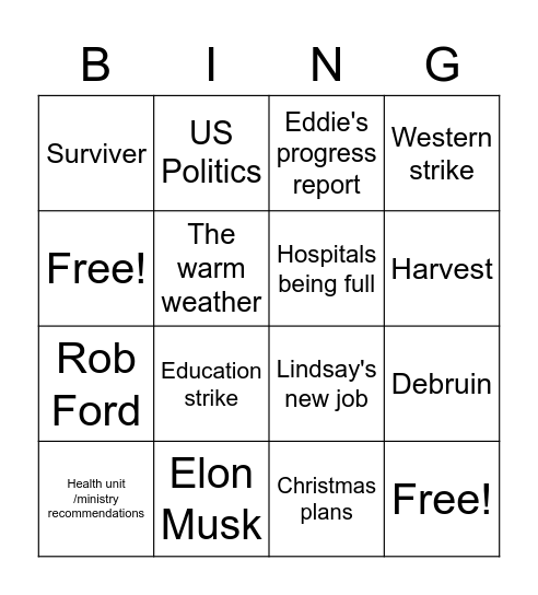 Tiger Jacks Bingo Card