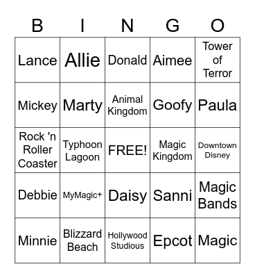 Disney 2013 Bingo Card