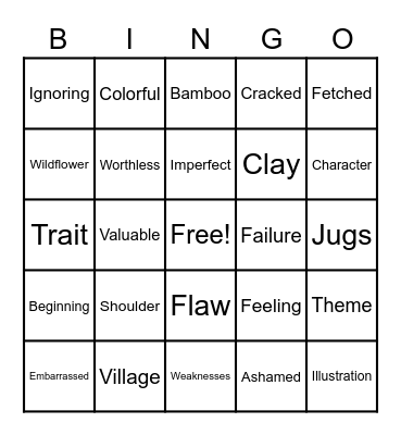 Vocabulary Bingo! Bingo Card