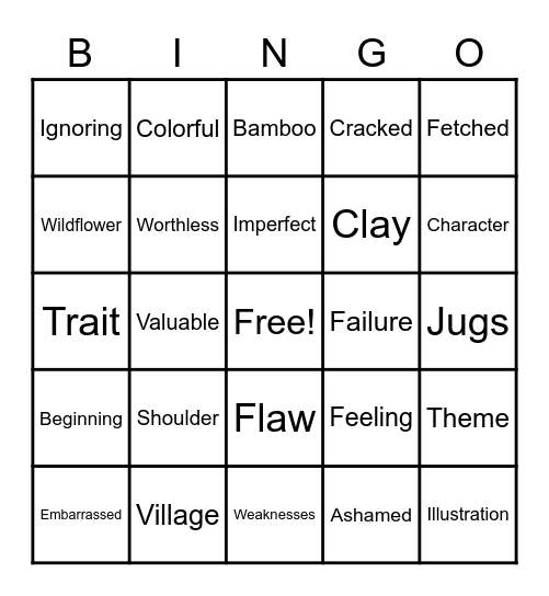 Vocabulary Bingo! Bingo Card