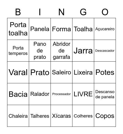 Chá de Casa Nova da Carol Bingo Card